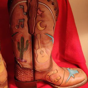 🌵 FANTASTIC Southwestern Dan Post Hand-Tooled Boots DP4646 - Size 7M, NWT 🌟